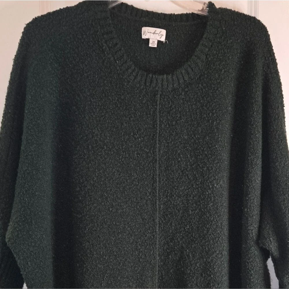 Wonderly Oversized Chunky Hunter Green Fuzzy Sweater - Picture 3 of 8